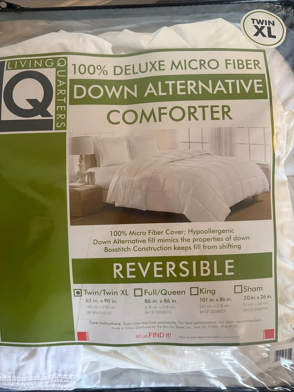 White Down Alternative Comforter - Twin XL, includes allergen zip mattress cover